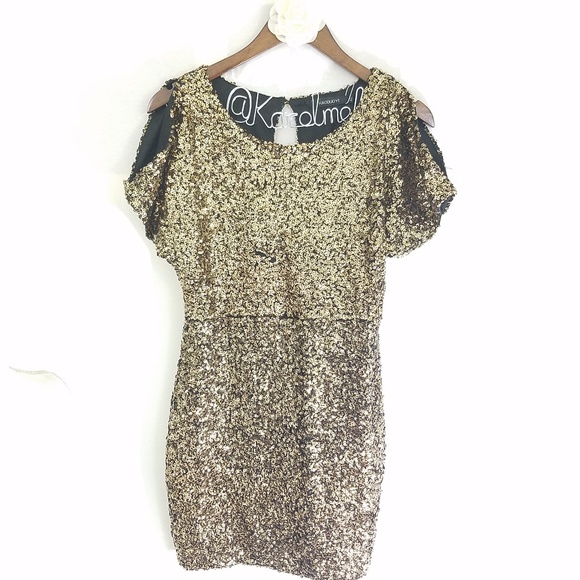 Dresses & Skirts - Gold Sequined Mini Dress Size XL